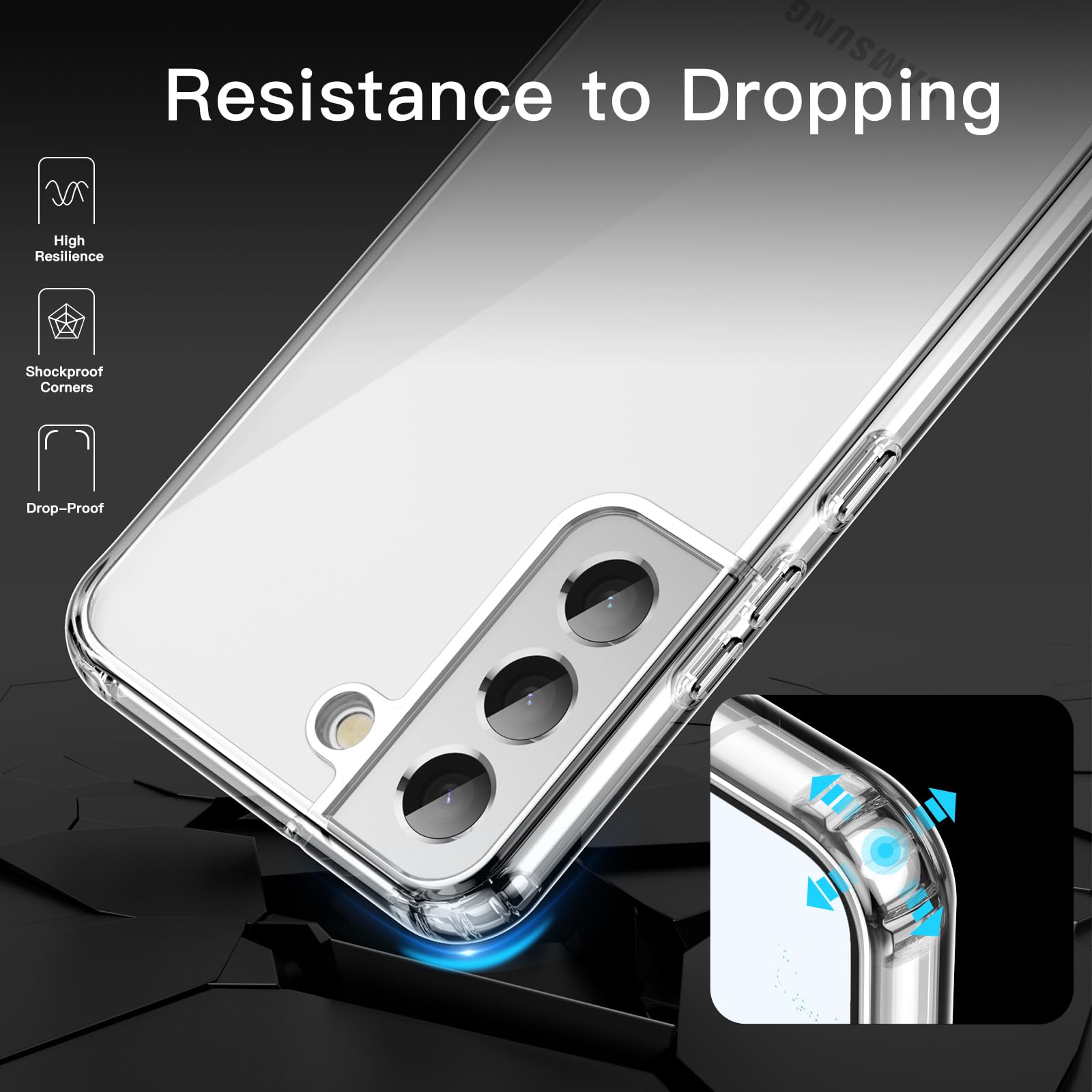 JETech Case for Samsung Galaxy S22 5G 6.1-Inch, Non-Yellowing Shockproof Bumper Protective Phone Cover, Anti-Scratch Hard PC Back (Clear)