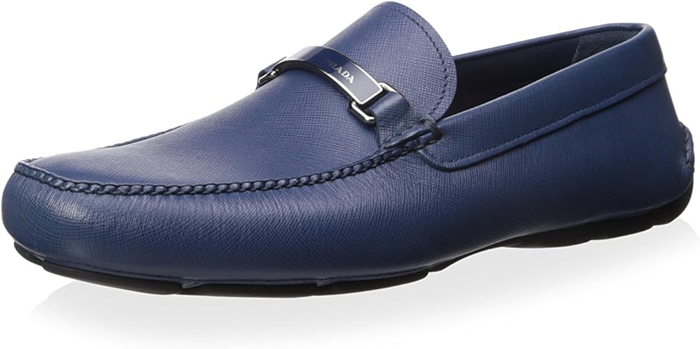 Prada Men's Driving Loafer, Bluette, 40 M EU/7 M US