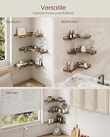 VASAGLE Floating Shelves Set of 3 L-Shaped Corner Wall Shelves Rustic Brown view 4