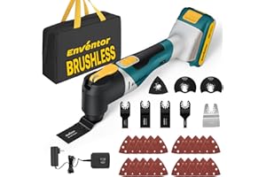 Enventor 20V Cordless Oscillating Multi tool, Brushless Oscillating Saw with 28PCS Accessories, Fast Charger, 6 Variable Speeds, 4° Oscillation Angle for Scraping, Sanding, Cutting, Blue