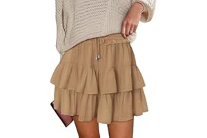 onlypuff Flowy Shorts for Women Ruffle Skorts Tiered Teen Girls Country Concert Outfits Golf Tennis Skort Under Sweater Skirt