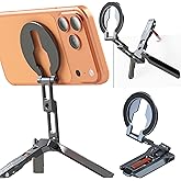 MOSENVKA Magnetic Phone Holder,[Ultra-Thin] Phone Tripod Mount with Arca-Swiss,1/4" Screw Hole&Foldable Hook for iPhone 12/13/14/15/15/17,Foldable Cell Phone Stand Fits Vlog,Gym,Travel