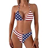 swimall Women's Triangle Bikini Set Cheeky High Cut Sexy Two Piece Swimsuit Cute Halter Bathing Suit