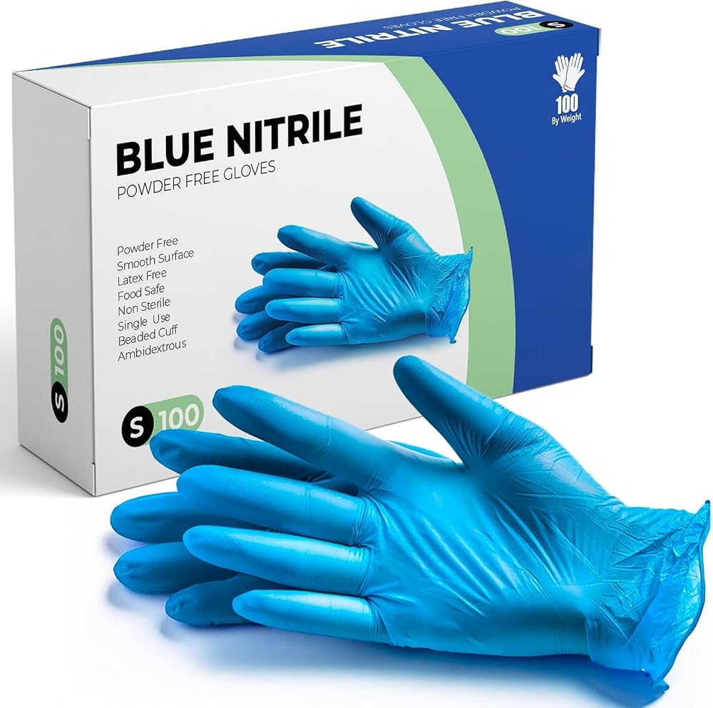 The Real Touch Blue Nitrile Gloves Powder Free Latex Free Small Box 100