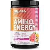 Optimum Nutrition Amino Energy Powder – Energy & Focus Pre Workout with Amino Acids, BCAA, Green Tea Caffeine & Coffee, Muscle Recovery Support – Tropical Sunrise, 30 Servings (Packaging May Vary)
