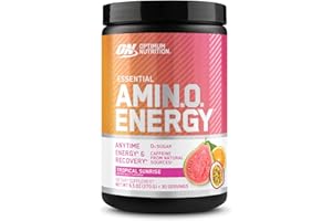 Optimum Nutrition New Flavor Amino Energy - Pre Workout with Green Tea, BCAA, Amino Acids, Keto Friendly, Green Coffee Extract, Energy Powder - Tropical Sunrise, 30 Servings (Packaging May Vary)