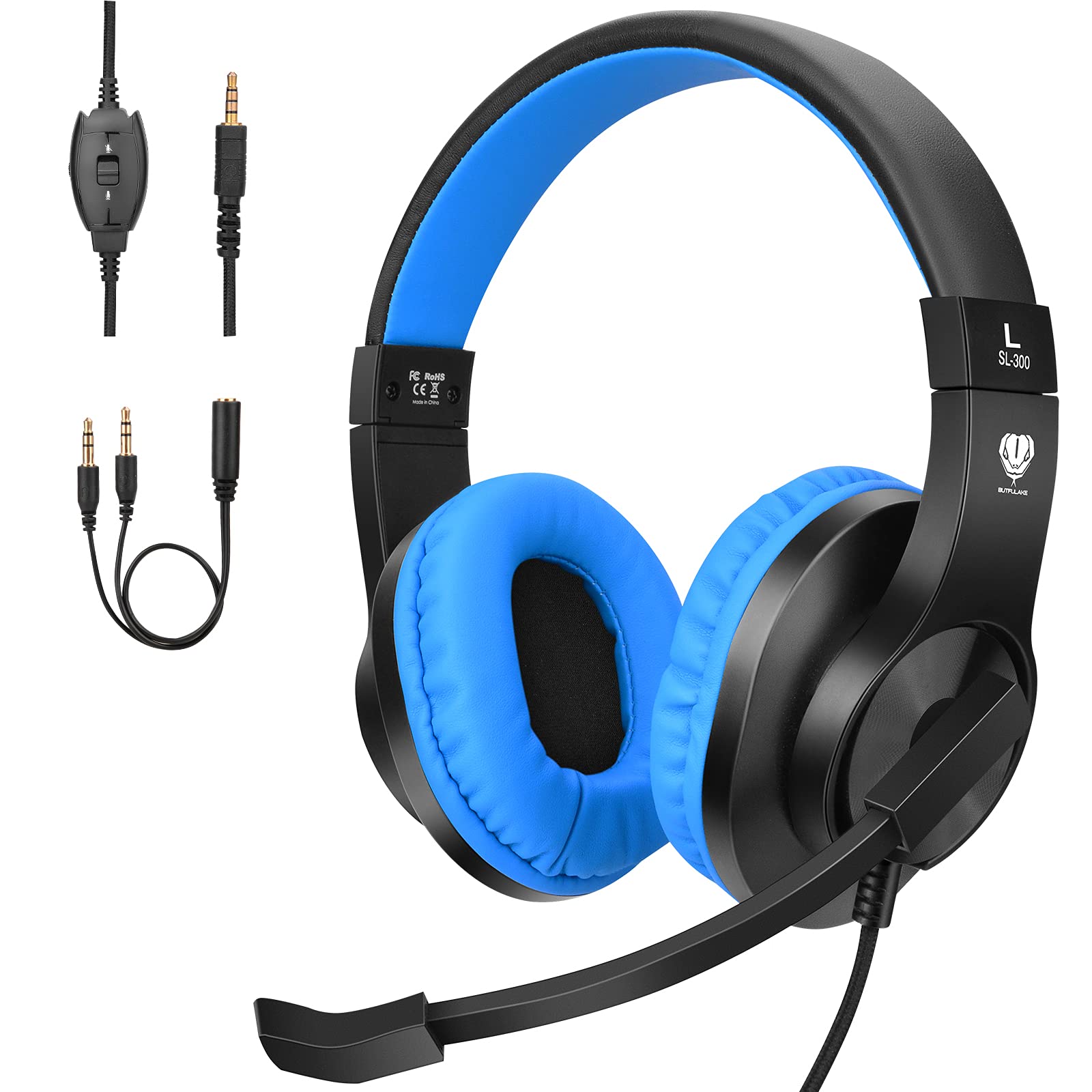 Photo 1 of BlueFire Kids Headphones for Online School, Children, Teens, Boys, Girls, 3.5mm Stereo Over-Ear Gaming Headphone with Microphone and Volume Control for PS4, PS5, New Xbox One?Blue?
