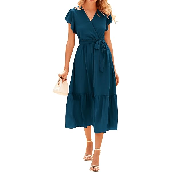 Summer A-LINE Dress Casual Solid V-Neck High Waist Solid Color Dresses for  Women at Amazon Women's Clothing store