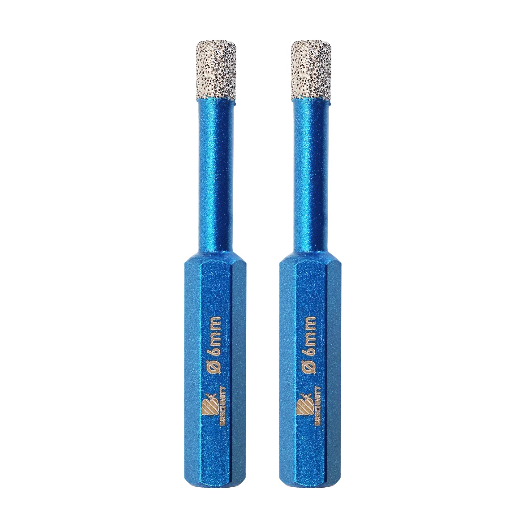 BRSCHNITT 2pcs 6mm Diamond Hole Saw Core Drill Bit Set for Porcelain Tile, Ceramic, Stone, Granite, Marble - Dry Drilling Hex Shank Kit — image 1