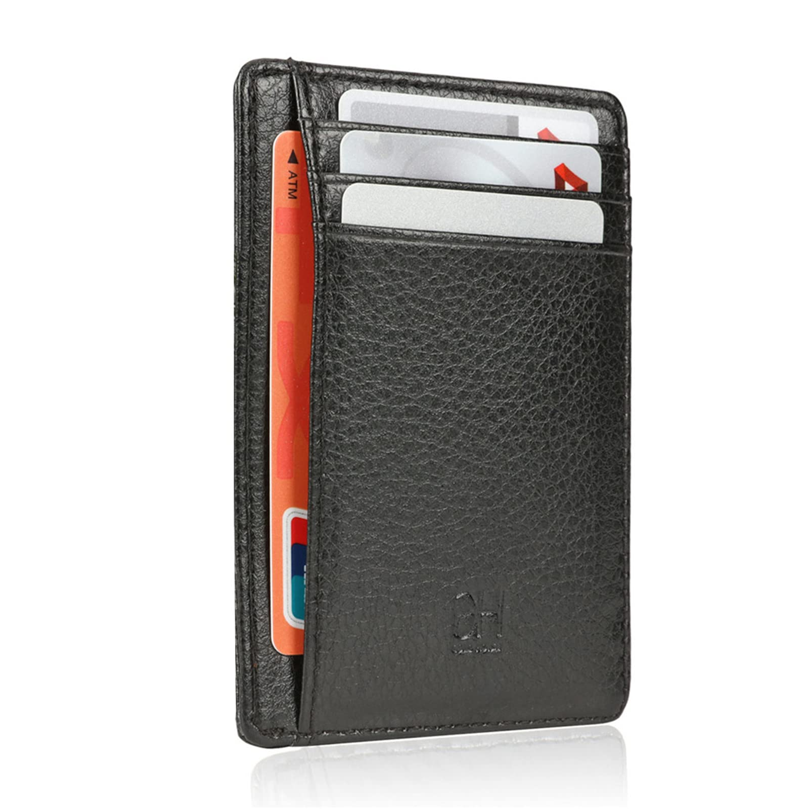 GH GOLD HORSE Slim RFID Blocking Card Holder Minimalist Leather Front Pocket Wallet for Women, Lichee Black, slim, Slim Women Wallet Leather Minimalist Rfid Blocking Card Holder