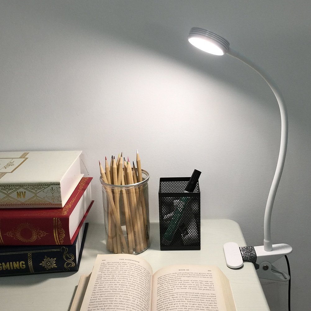 Bedroom Black Dimmable Clamp Lamp for Bed Headboard Adapter Included