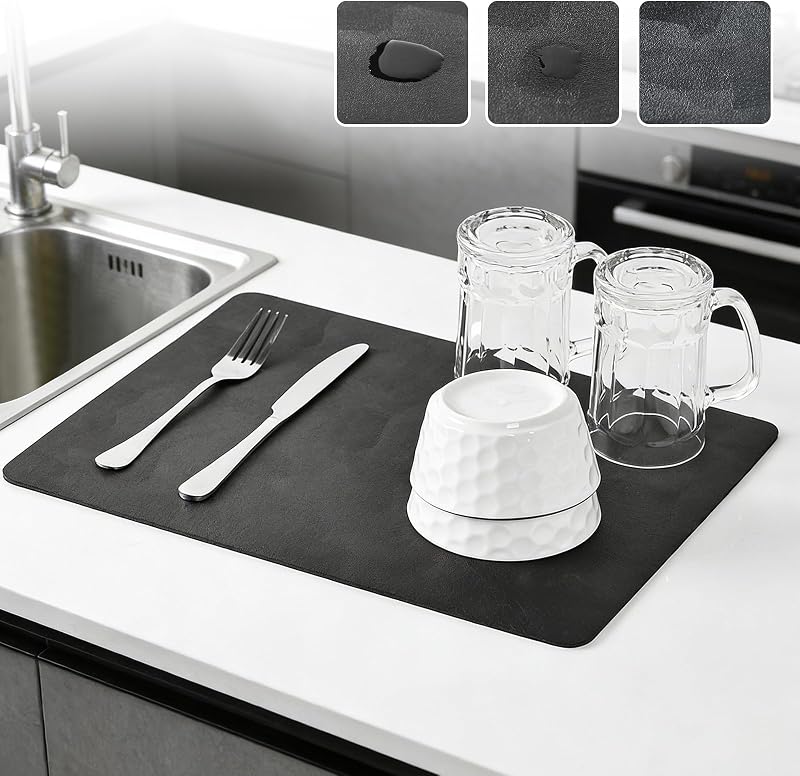 KitchenRaku Draining Board Mats 40x30CM Super Absorbent Non Slip Backed