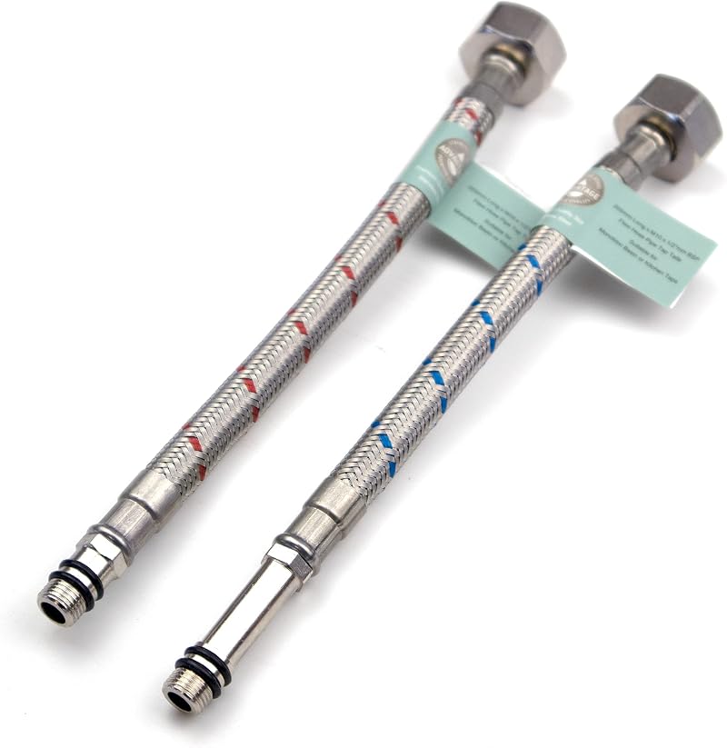 Xcel Home 2 x M10 x 1/2 Flexible Tap Connectors 200mm Braided