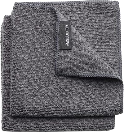 Brabantia Microfibre Cleaning Cloths 2 Pack Dark Grey 30 x 30 cm