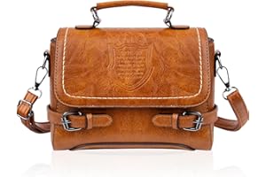GOSECT Shoulder Bag for Women, Cute PU Leather Small Brown Purse Handbags, Retro Classic Tote Purses for Women with Removable Strap