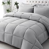 JOLLYVOGUE Queen Comforter Set, Ultra-Soft Bed in a Bag Queen Size 7 Pieces, Oeko-TEX Certified Bedding Set with Down Alternative Comforter, Sheets, Pillowcases & Shams, Light Grey