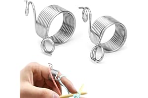 Oumefar Stainless Steel Finger Ring Thimble Knitting Ring for Thimble 2pcs Home Sewing for Knitting