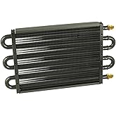 Derale Fluid Cooler, 13.5 x 7.625 x 0.75 in, Tube Type, 6 AN Male Inlet/Outlet, Aluminum, Black Powder Coat, Universal, Each