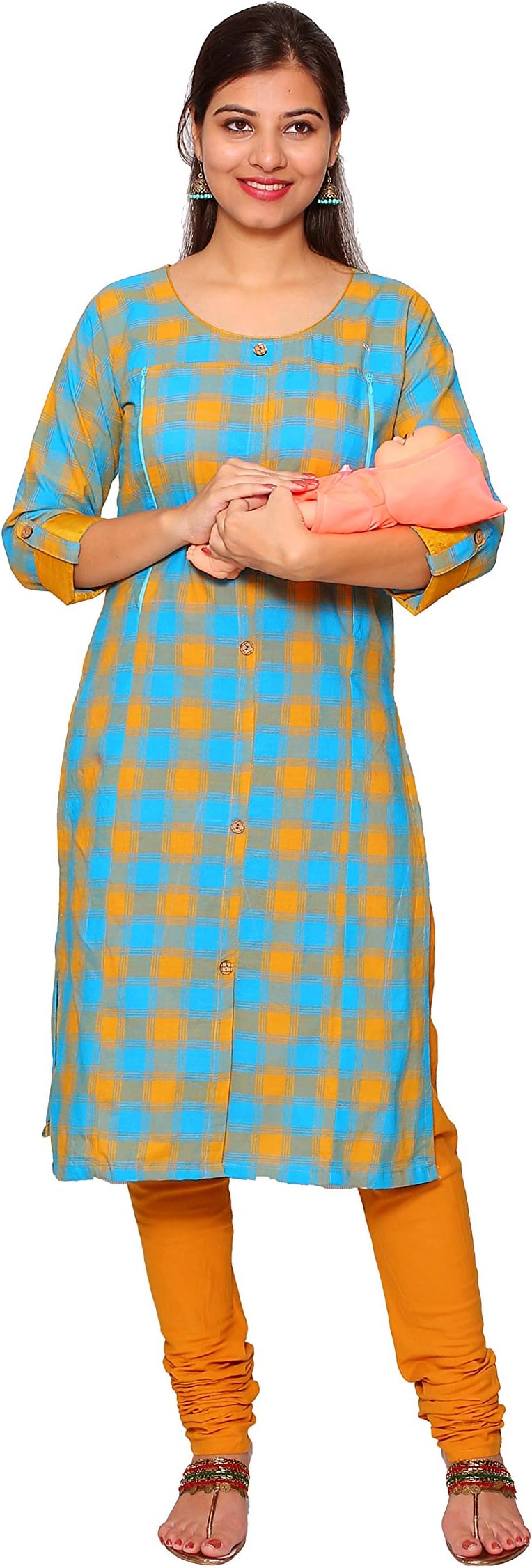 MomsLove Women's Cotton A-Line Kurta