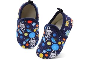 XIHALOOK Toddler Boys Girls House Slippers with Microfleece Lining Cozy Household Shoes Non-slip for Kids