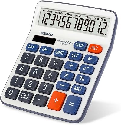 OSALO OS-6M Calculator 12 Digit Large Display Solar Desktop Office