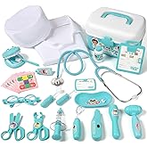 Phobby Durable Doctor Kit for Kids, 27 Pcs Deluxe Pretend Play Medical Kit Toy with Real Stethoscope, Doctor Toys for Toddlers Boys Girls Aged 3 4 5 6 7 8