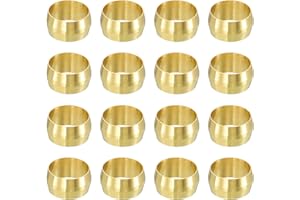 uxcell 60Pcs Fit for 1/2" Tube OD Brass Compression Sleeve Ferrules Brass Compression Tube Fitting for Water Oil Air Pipe