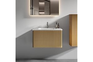 BLUHOUZZ Bathroom Vanity with Sink,Large Storage Wall Mounted Floating Bathroom Vanity with Overflow for Modern Bathroom, One-Piece Sink Basin Minimalist Bathroom Sink Cabinet