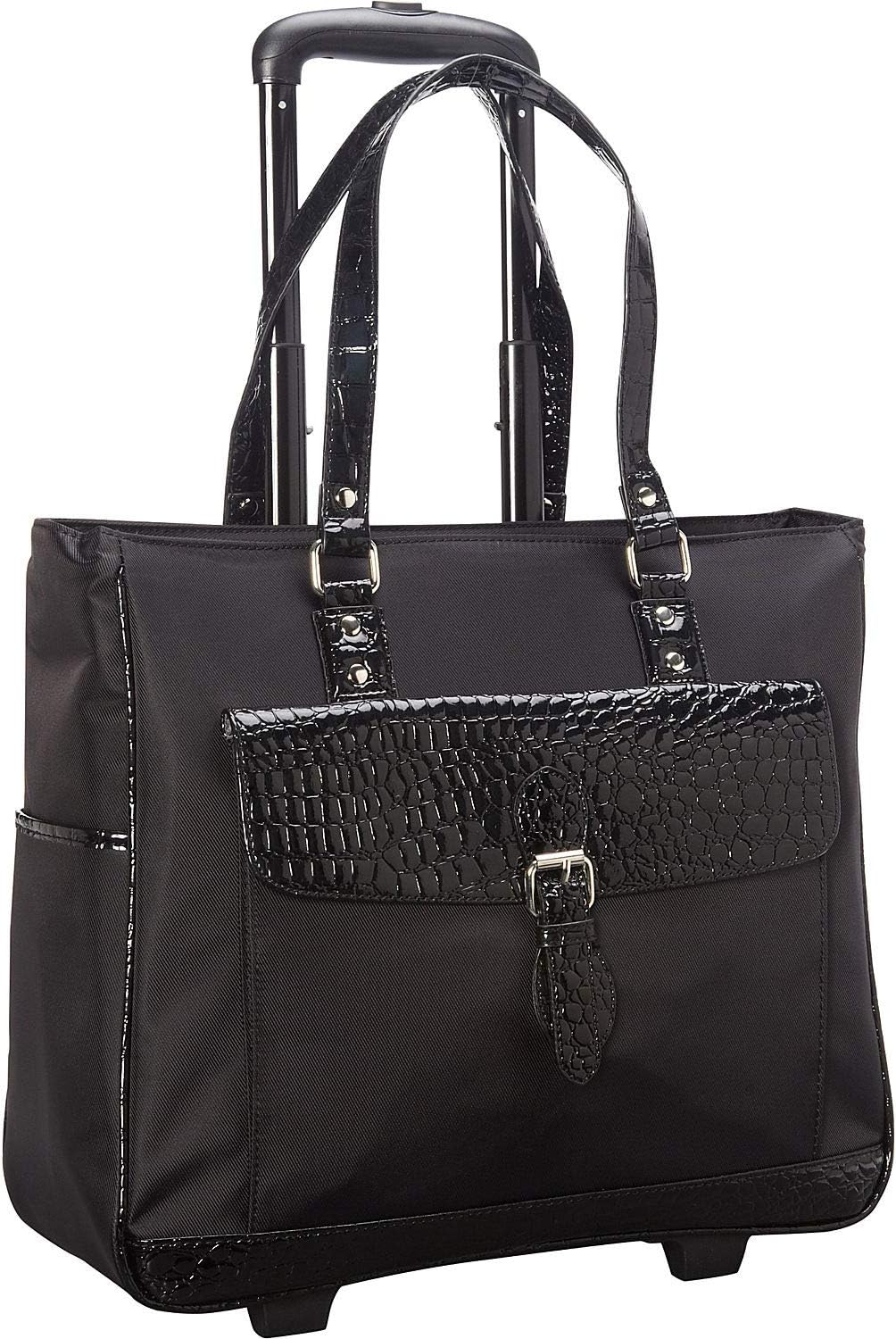 Heritage Travelware Women's Lake View Nylon Twill 2-Wheeled 17" Laptop & Tablet Business Tote Carry-On, Black