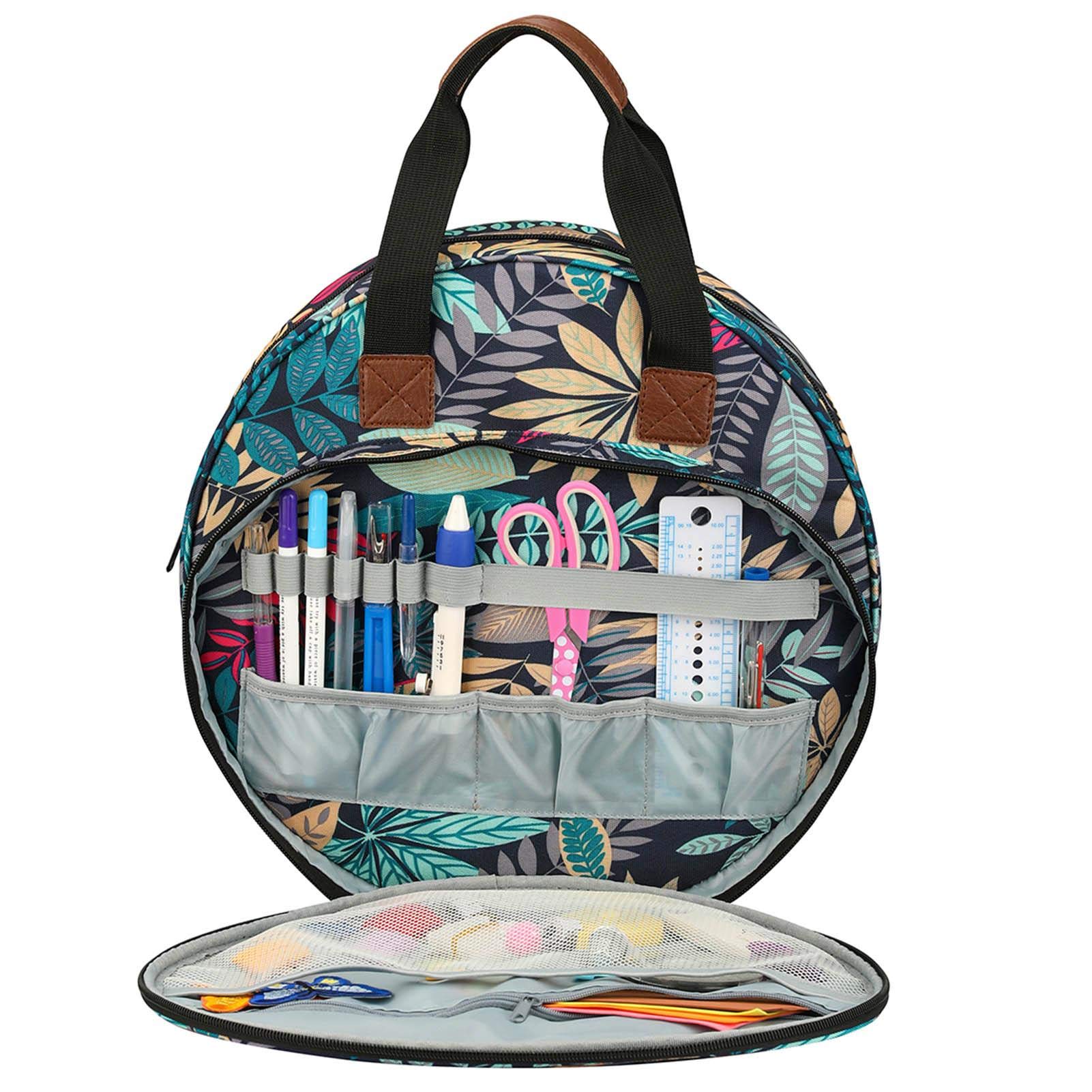 Lamptti Embroidery Bag, Portable Embroidery Project Carrying Bag, Multifunctional Embroidery Kits Cross Stitch Tools Storage Bag for Sewing Accessories, Bag Only