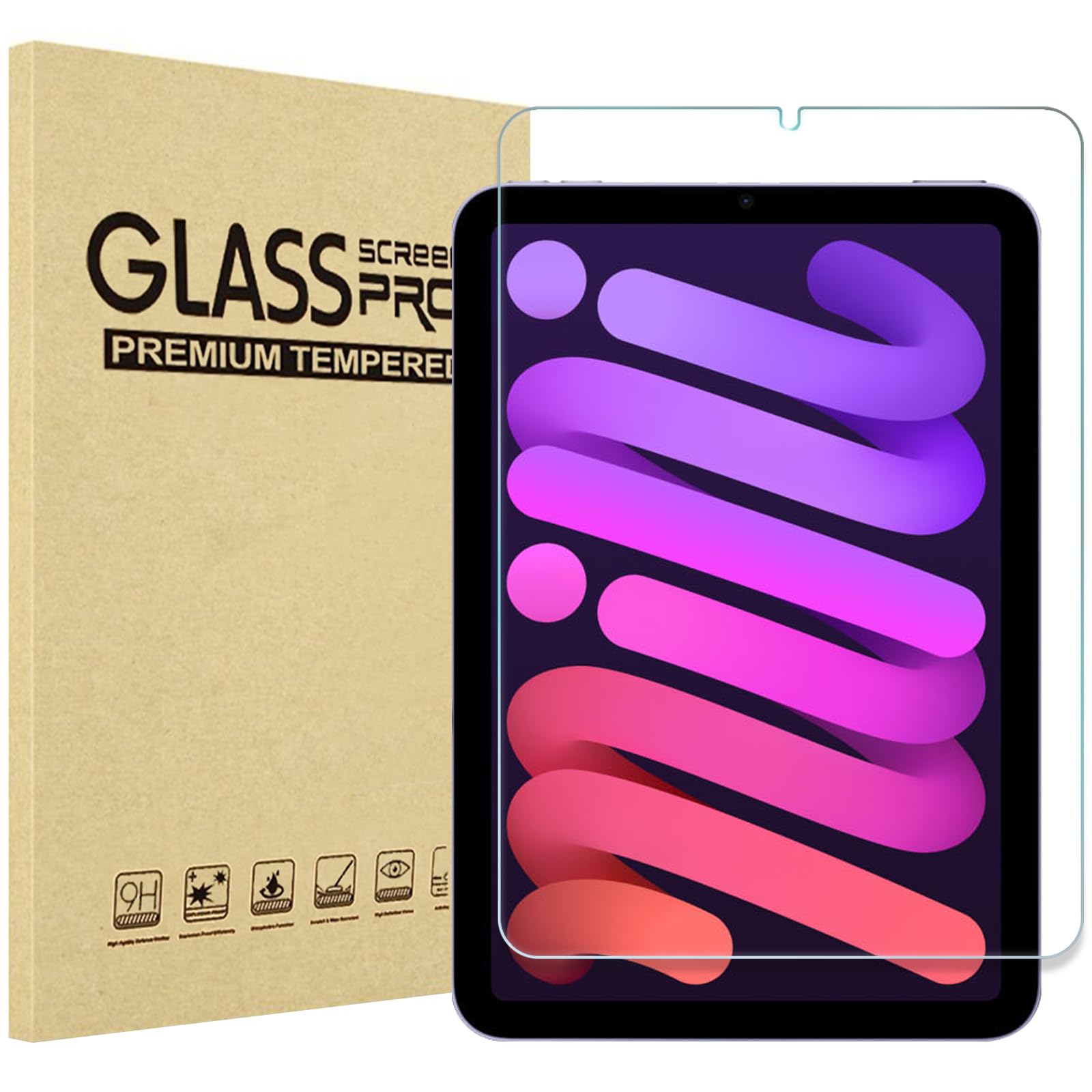 ProCase 1 Pack Screen Protector for iPad Mini 7th (A17 Pro) 2024, Mini 6th Generation 2021 8.3 Inch, Tempered Glass 9H Hardness HD - Clear