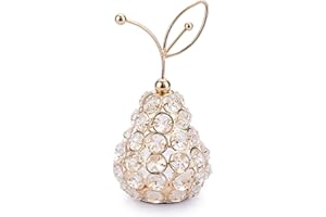 JUXYES Sparkly Crystal Beads Pear Ornament Handmade Decorative Pear Nordic Artificial Fruit Figurine Statue Table Centerpiece Decor for Home Wedding Party Festival