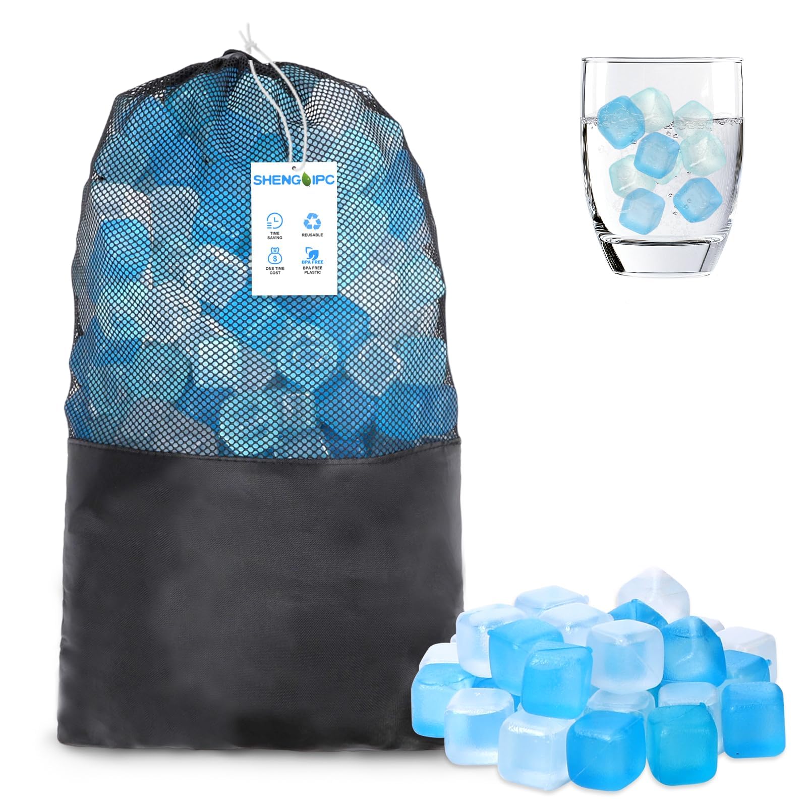 Photo 1 of 360 Pack Reusable Ice Cubes Refreezable Plastic Ice Cubes Without Diluting Large Pack Ice Cube Frozen BPA Free for Bars Party Ice Bath Camping