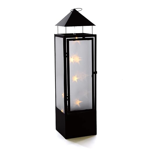 Nipach Gmbh 20 Led Laterne Holografie 3d Effekt Höhe 70 Cm Metall Batterie Timer Windlicht Leuchte Außen Weihnachtsdeko Bodenlaterne Weihnachten