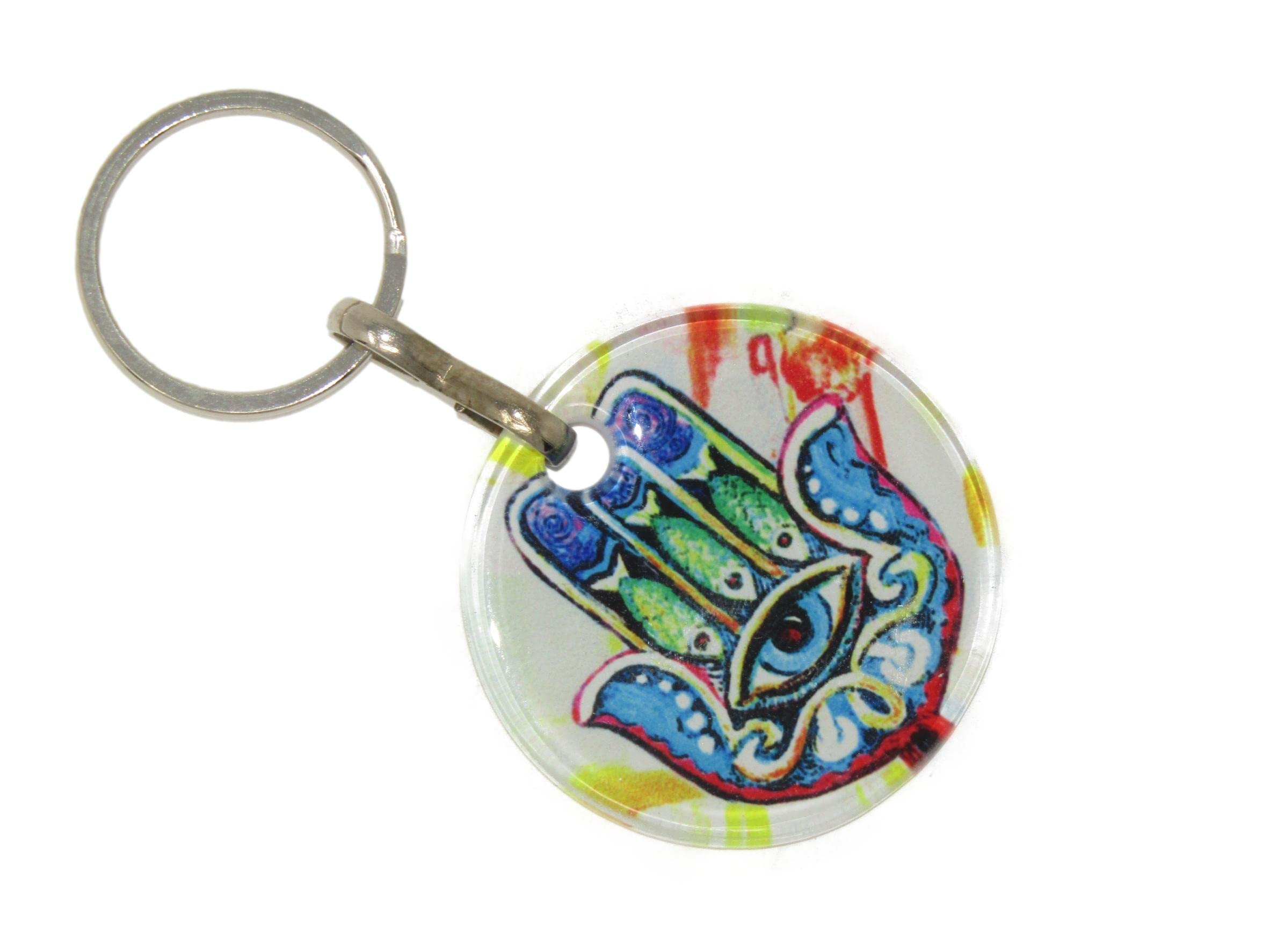 Jeannieparnell 449 - Hamsa Hand, Hand of Fatima & Lucky Evil Eye Keyring Bag Hanger Protection and Good Luck