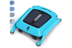 HISION Robotic Solar Pool Skimmer Cleaner: 2025 Upgrade Automatic Cordless Robot Solar Powered Pool Skimmer Cleaner for Pool Surface with Dual Charging Options Path Optimization 2 Speed Modes