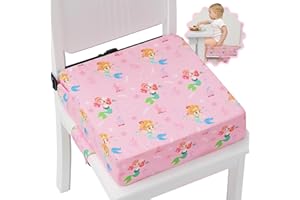 Sylynvia Booster Seat for Kitchen Chair with Adjustable Straps, Toddler Booster Seats for Dining Table Portable for Travel Camping Eating, Booster Cushion for Table for Baby Child Infant Kid Boy Girl