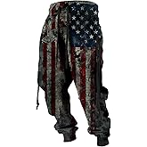 Western Cowboy Cargo Sweatpants for Men Cool Drawstring Waist Joggers with Pockets Casual Stylish Graphic Pants