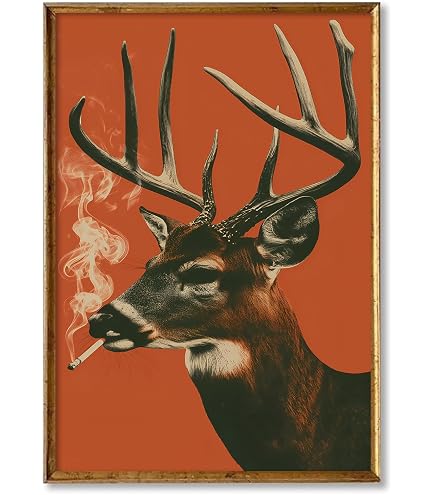 deer smoking a cigarette Amazon.com: Funny Buck Smoking a Cigarette Vintage Poster Whitetail Deer  Canvas Wall Art Whimsical Prints Cabin Wall Decor Outdoor Sports Hunter  Gift for Dad 12x16in unframed for Bedroom Room Living: Posters &