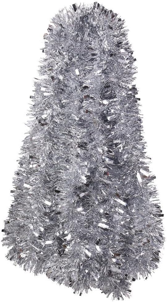 Wreaths, Garlands & Swags - DECORA 33 Feet Silver Tinsel Garland, Christmas Metallic Hanging Tinsel Garland for Xmas Tree Home and Party Decoration