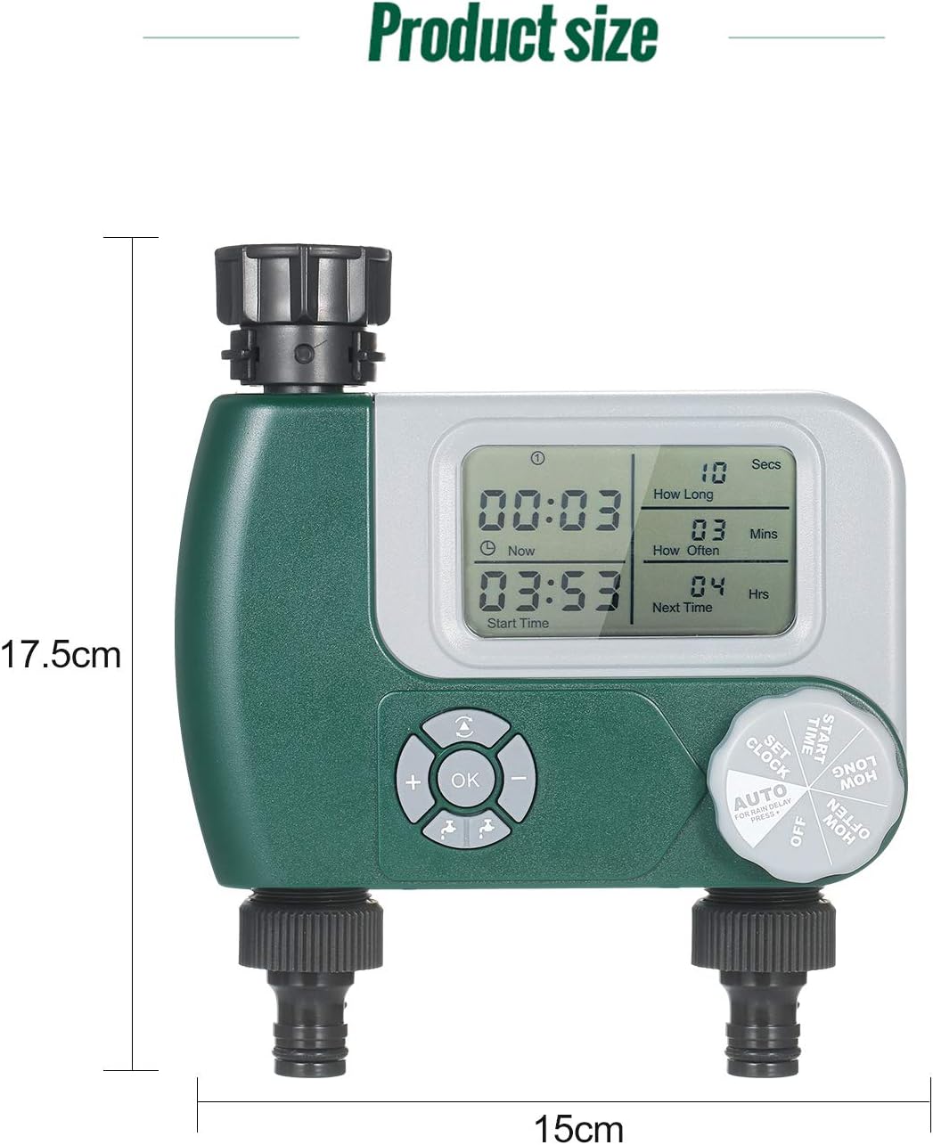 Roeam Hose Watering Timer Programmable Digital Hose Faucet Timer Outdoor Battery Operated Automatic Watering Sprinkler System Irrigation Controller with 2 Outlet for Garden Plants: Home & Kitchen