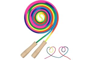 AUMCDIK 16 FT Long Jump Rope for Kids, Adjustable Double Dutch Skipping Rope with Wooden Handle, Multiplayer Team Jumping Rope for Outdoor Fun, School Sport, Party Game, Birthday Gift