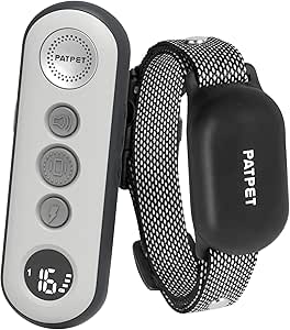 PATPET Dog Training Collar with 3 Safe Training Modes, Rechargeable IPX7 Waterproof Shock Collars for Dogs with Remote, 3000Ft Control Perfect for Small Dogs (8-120 lbs) - Bark Collar with Remote
