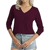 QUALFORT Women's 100% Cotton Sweater Midweight Long Sleeve Soft Knit Pullover Sweater 2026 Fall Winter Tops