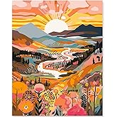 EFOTIML Paint by Numbers Kit for Adults Beginners & Kids Ages 8-12,1 Pack 16x20 inches Canva for Painting Kits for Adults in Colorful Box(Without Frame)- Sunrise Mountains and Rivers