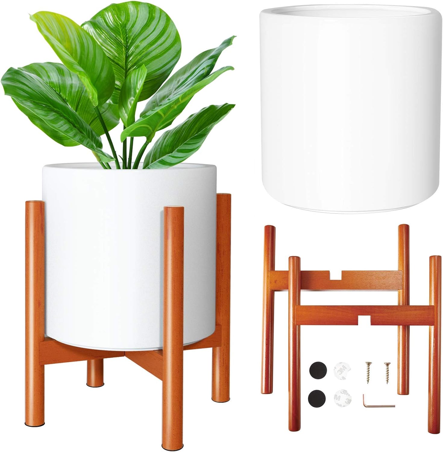 Amazon.com : 10 Inch Plant Pot wiht Plant Stand by SOGUYI, White Modern