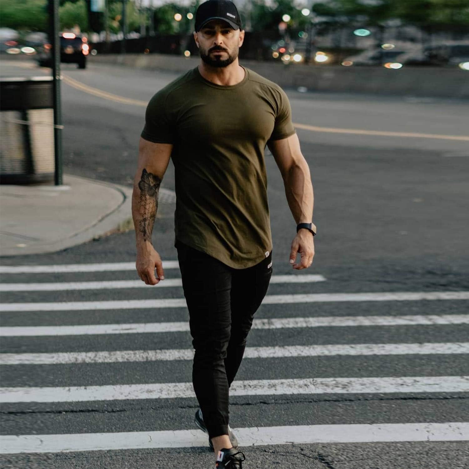 Mens Gym Workout Slim Fit Short Sleeve T-Shirt Cotton Performance Athletic Shirts Running Fitness Tee at  Men’s Clothing store