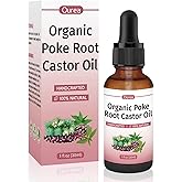 Poke Root and Castor Oil – 1 fl oz (30ml) Natural Lymphatic Support Massage Oil, Soothing Relief for Cysts, Boils, Breast, Fibroids, Swollen Lymph Nodes & Joint – Deep Tissue Drops