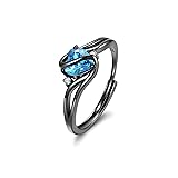 EVERU Blue Sapphire Heart Shaped Ring 925 Sterling