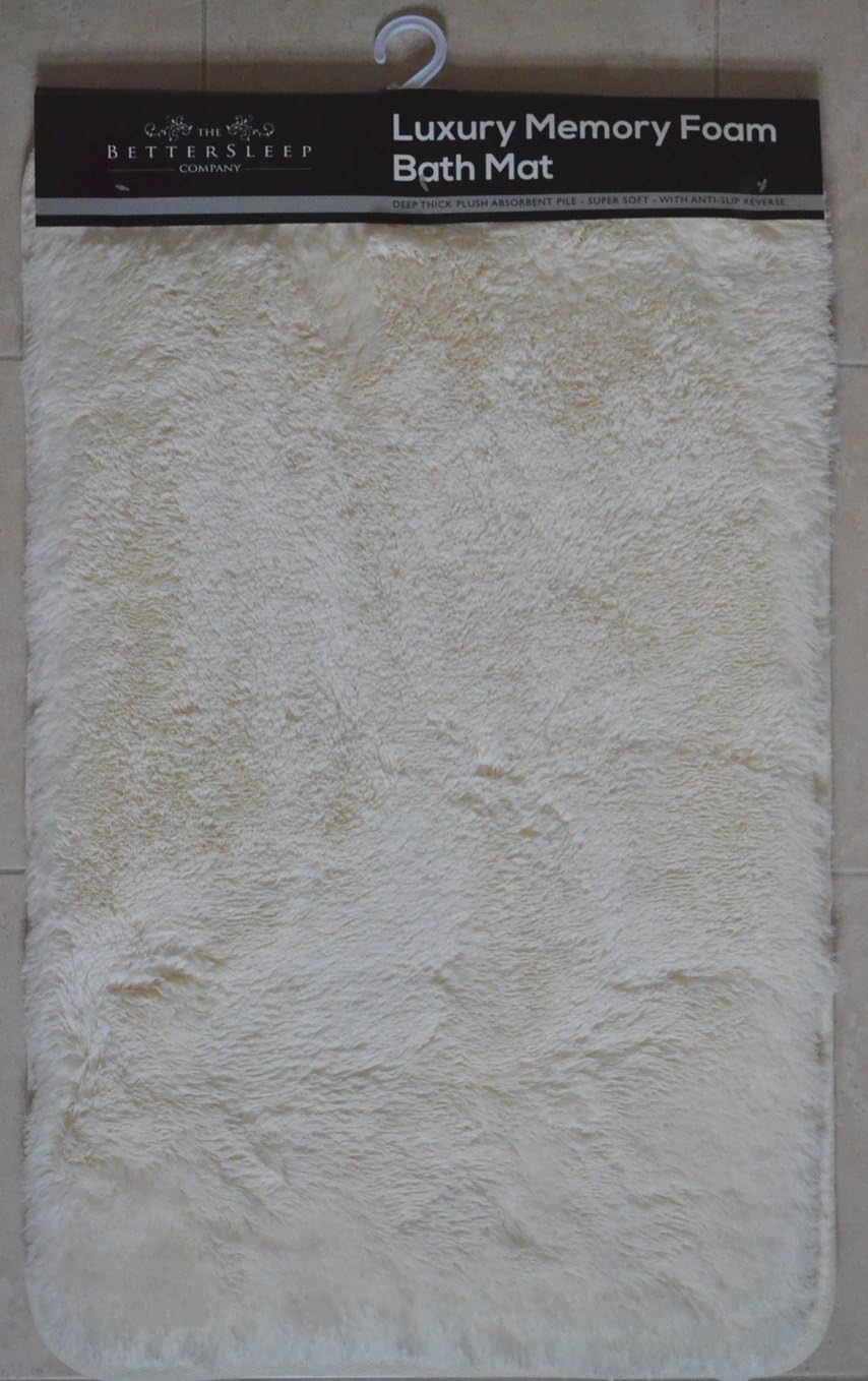 The Bettersleep Company Luxury Memory Foam Bath Mat - Large size, deep plush absorbent pile, super soft with anti-slip reverse (Cream)